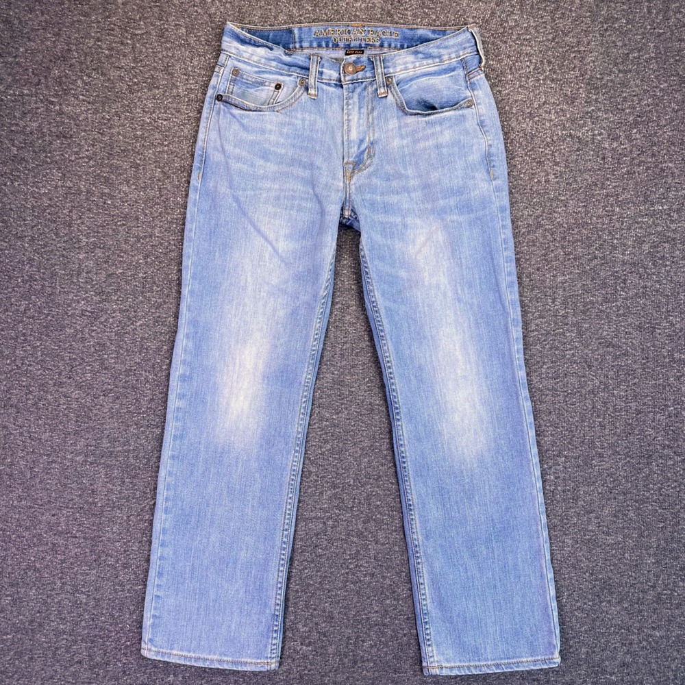 American Eagle Jeans Mens 28x26 Light Blue Straight Core Flex Classic Casual Y2K - Picture 5 of 14